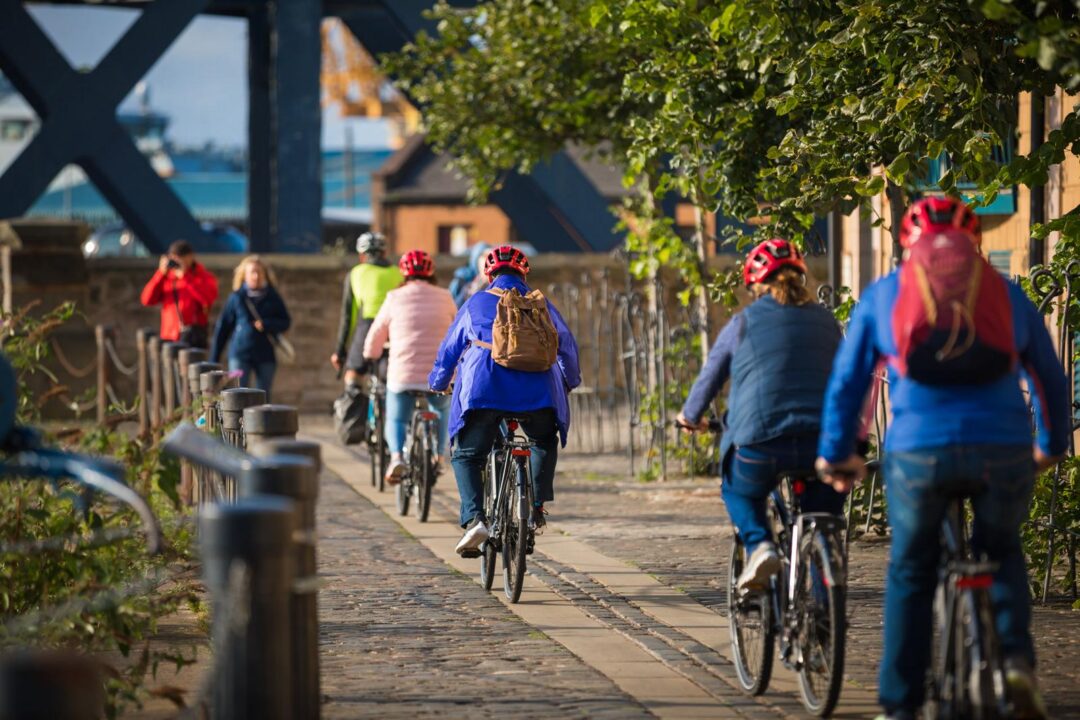A group of cyclists.